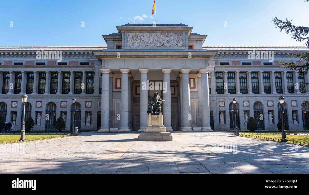Main facade of the Prado Museum with its neo-Renaissance style in the tourist city of Madrid, Spain. Stock Photo