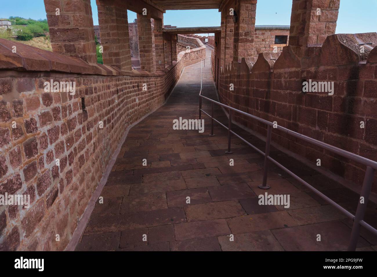 Stone made way to Chamunda Mataji temple at Mehrangarh fort,Jodhpur, Rajasthan, India. Chamunda Mataji was Rao Jodha's, founder of Jodhpur, Isht Devi, Stock Photo