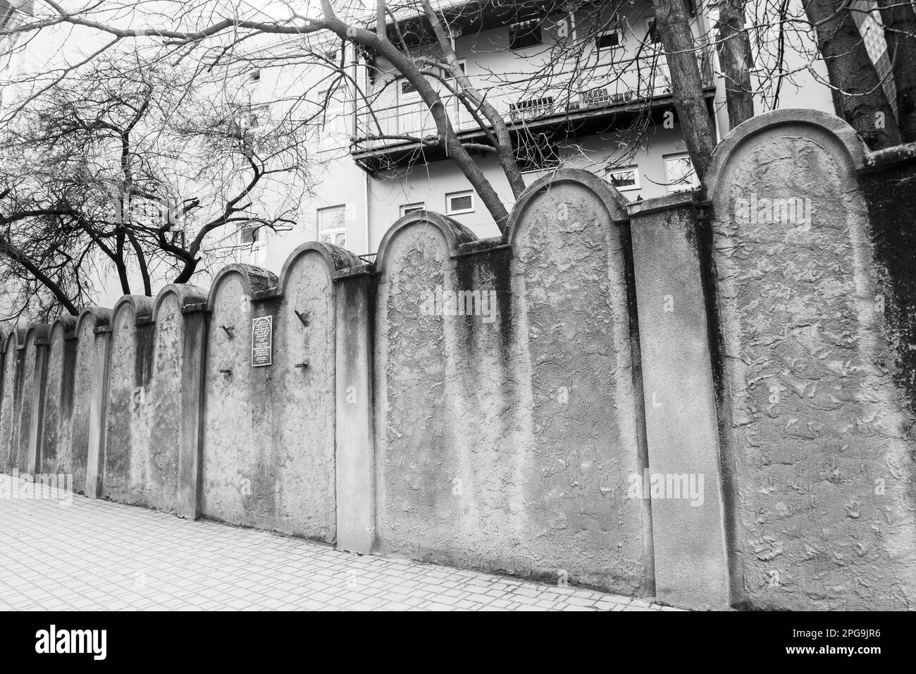 Krakow, Poland march 7, 2023 Fragment of the wall of Jewish Ghetto