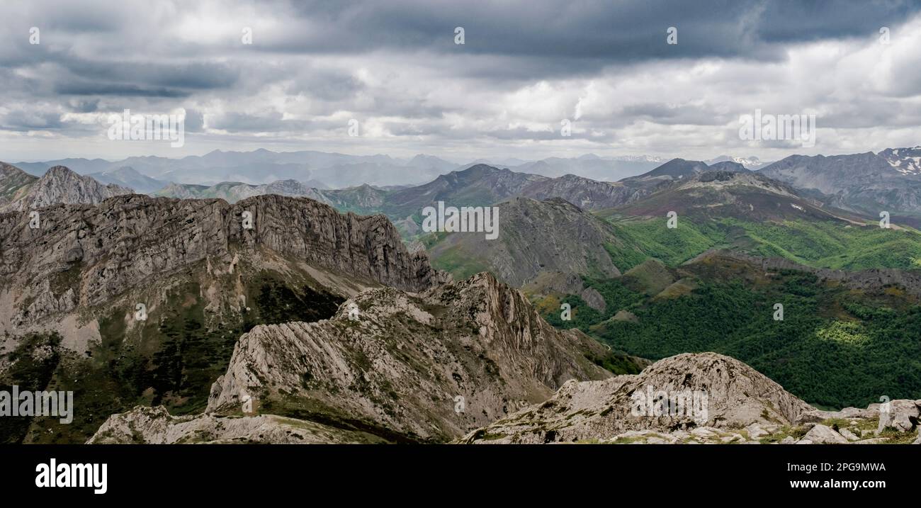 Panoaramic view of the mountains of Leon, Spain Stock Photo