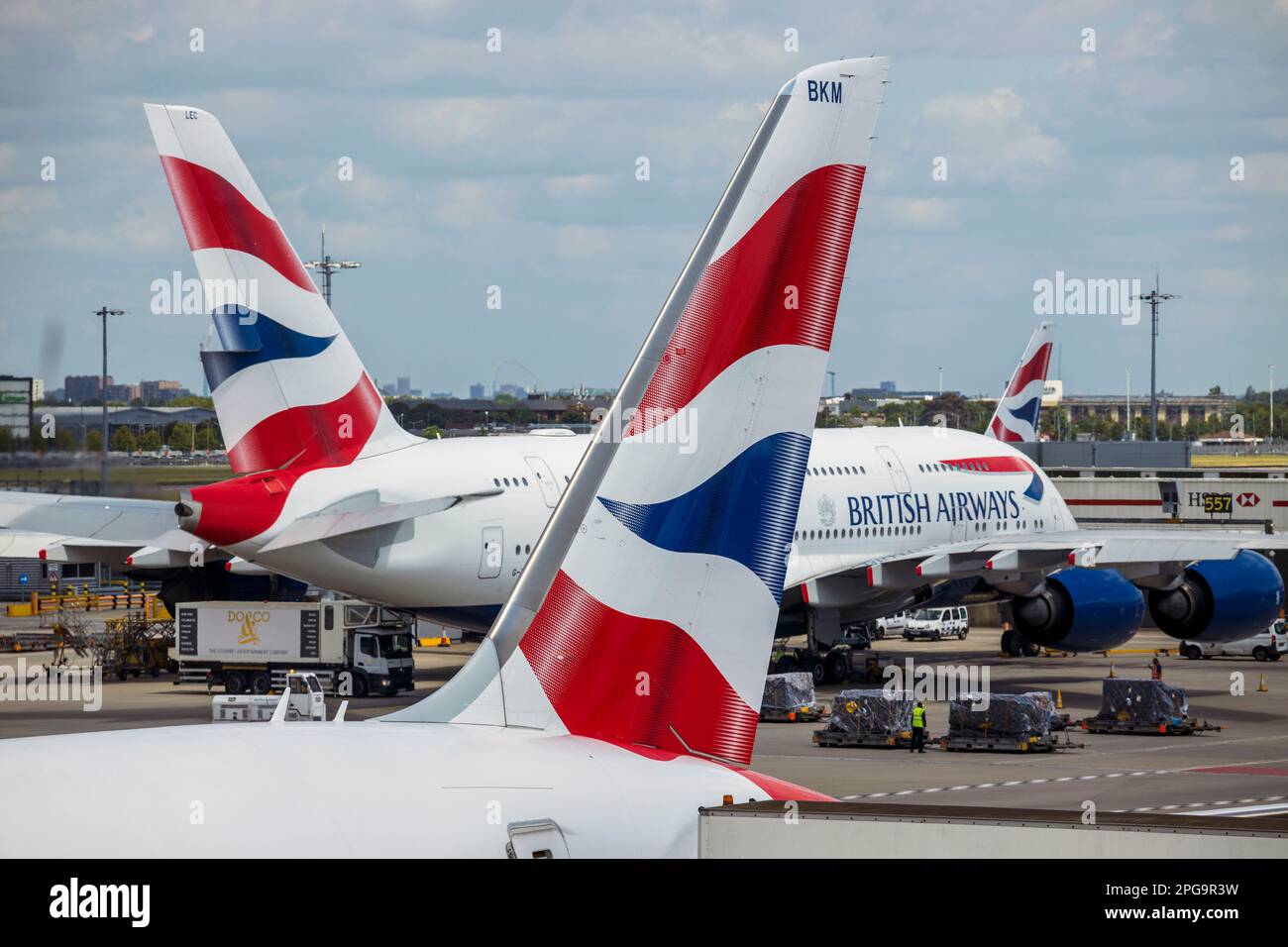 June 12, 2022, London, England, UK: With red white and blue tail livery ...