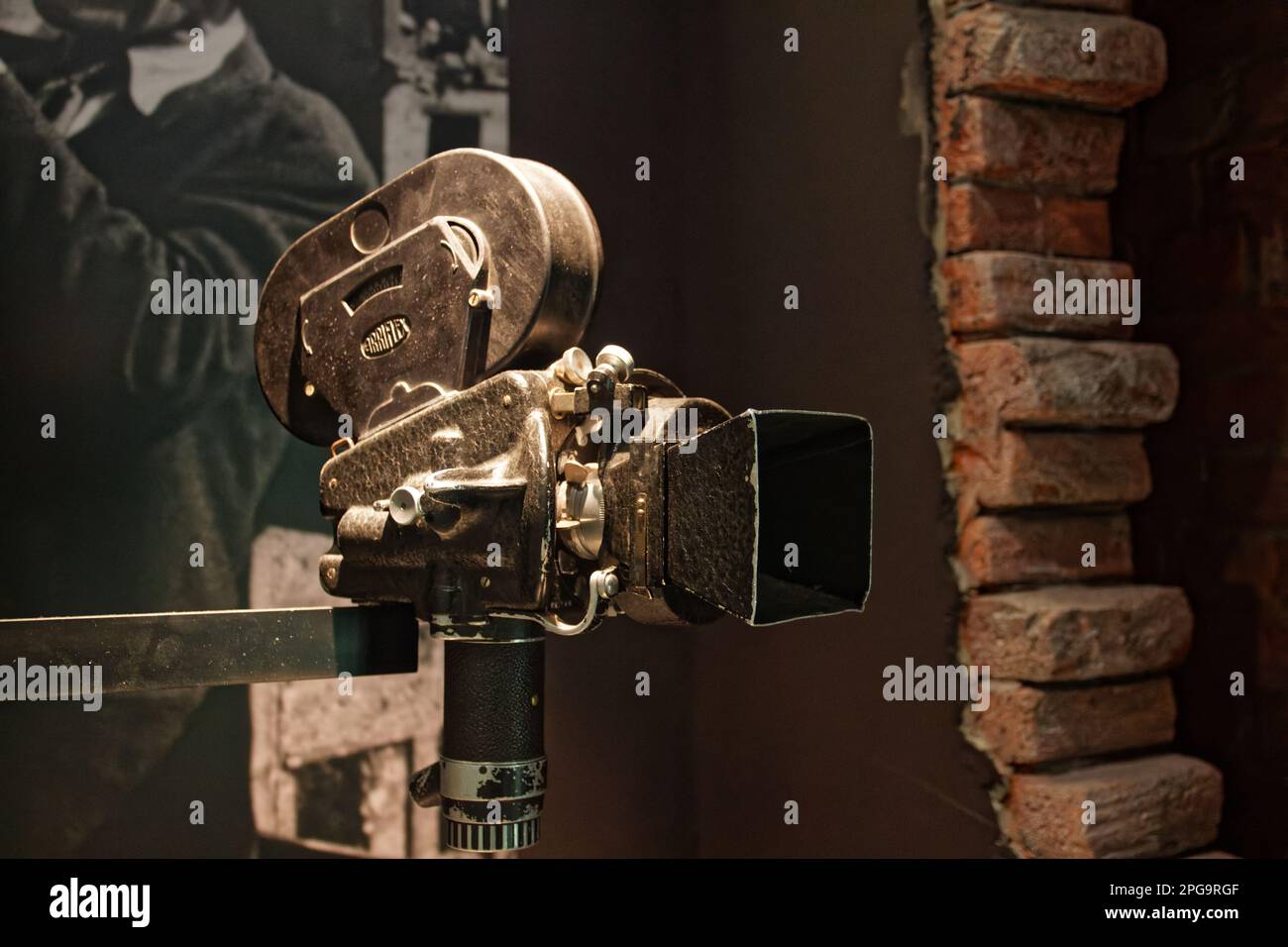 An old camera at the Museum for Film and Television, Berlin, Germany Stock Photo