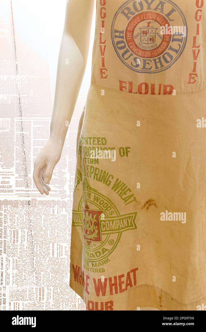 A mannequin displaying a flour sack dress depicting life during the 1930s Great Depression.. Stock Photo