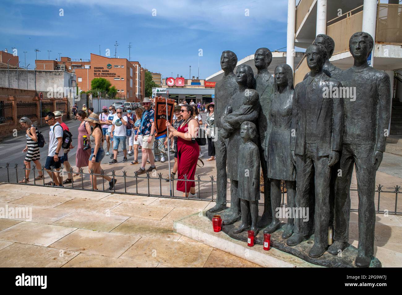 Tribute memorial in the new square March 11 in Alcala de Henares with the monument to the deceased, victims of 11-M, Madrid, Spain, Europe Stock Photo