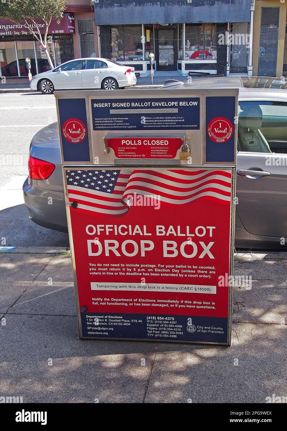 Official Ballot drop box on Mission Street in San Francisco, California Stock Photo