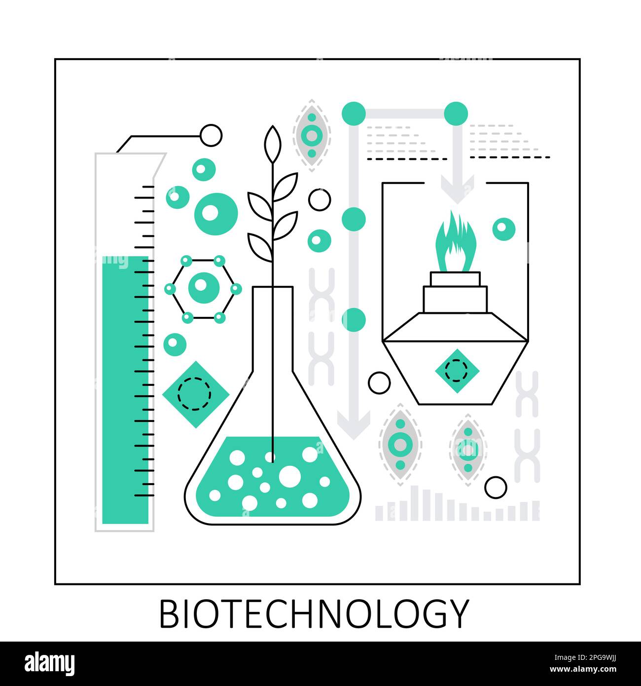Biotechnology science. Biomedical research laboratory, biotech experiment vector illustration Stock Vector