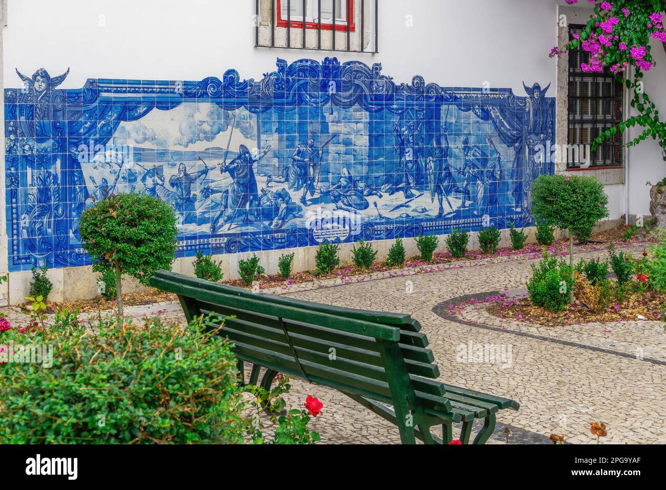 Lisbon Portugal Azulejo Ceramic Tiles Art At Observation Deck Miradouro De Santa Luzia Stock