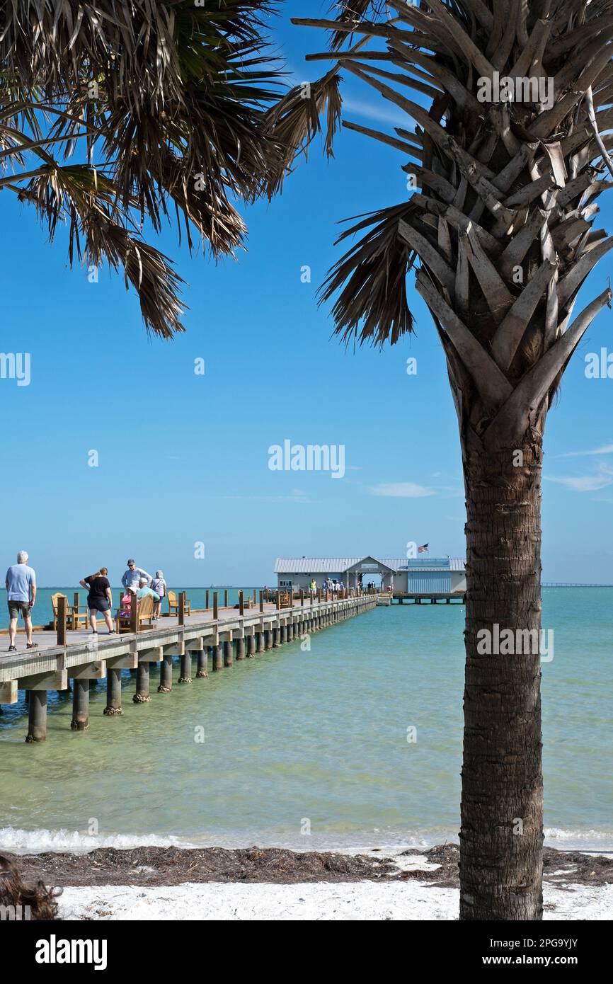 City Pier on Anna Maria Island, Florida, USA was rebuilt and opened in 2020 after the original pier was destroyed by Hurricane Irma in 2017. Stock Photo
