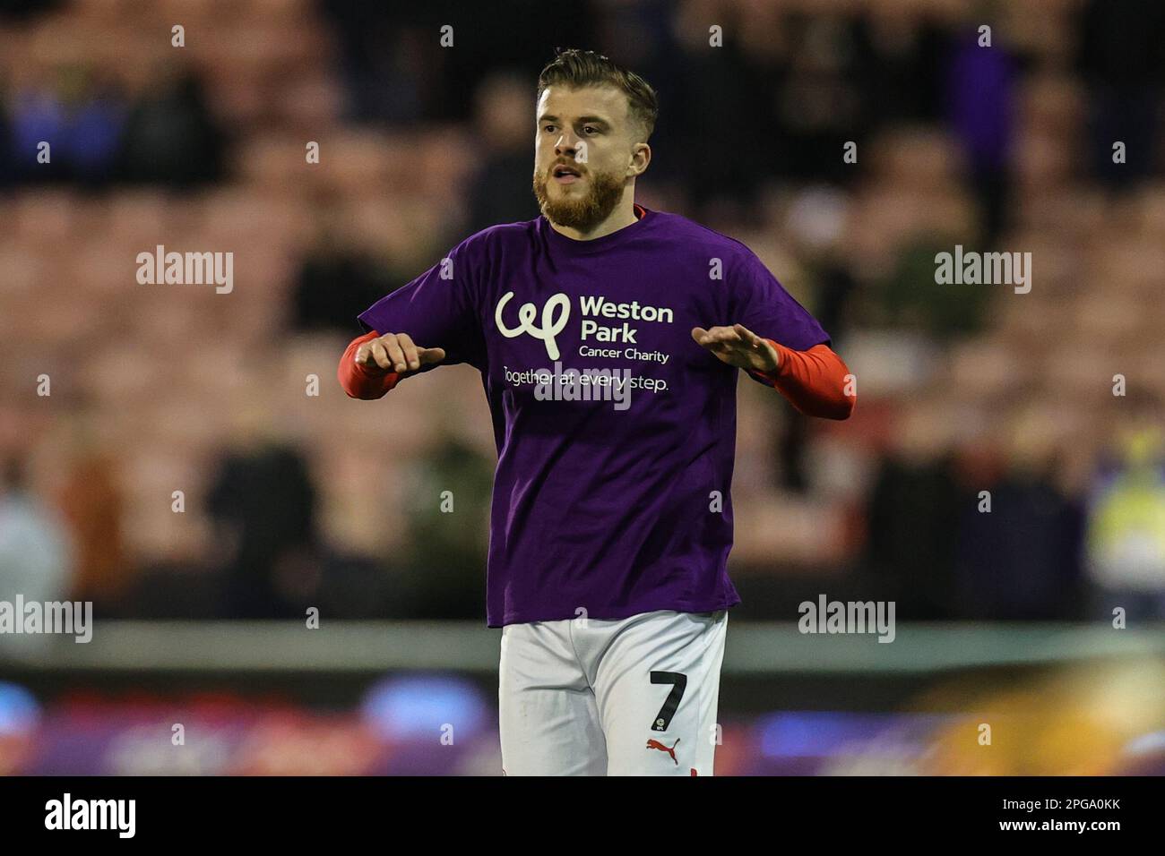 Nicky Cadden #7 of Barnsley in the pregame warmup session during the Sky Bet League 1 match Barnsley vs Sheffield Wednesday at Oakwell, Barnsley, United Kingdom, 21st March 2023  (Photo by Mark Cosgrove/News Images) Stock Photo