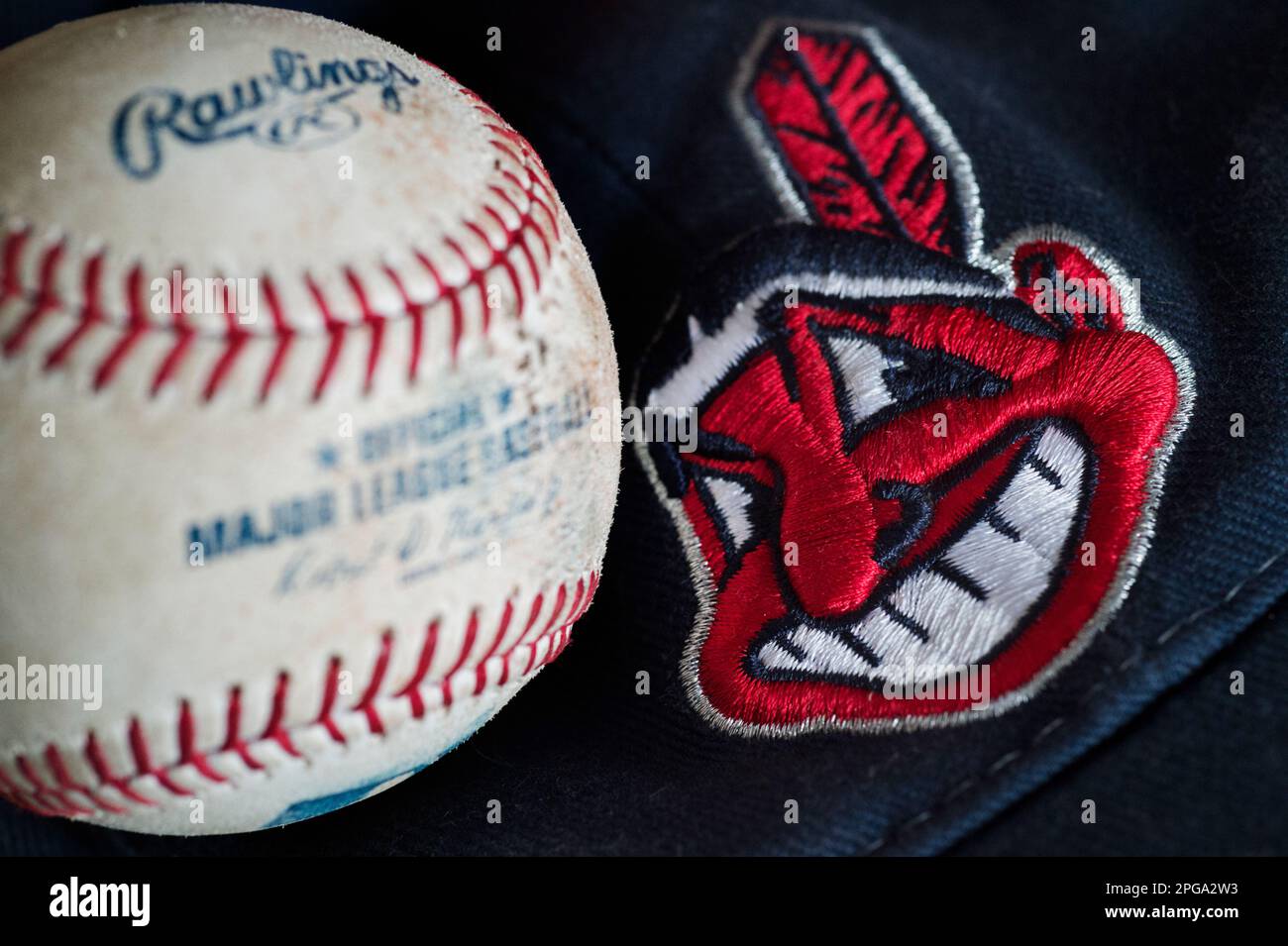 May 19, 2018: The Chief Wahoo logo can be seen on the sleeve of an Indians  jersey during a Major League Baseball game between the Houston Astros and  the Cleveland Indians at