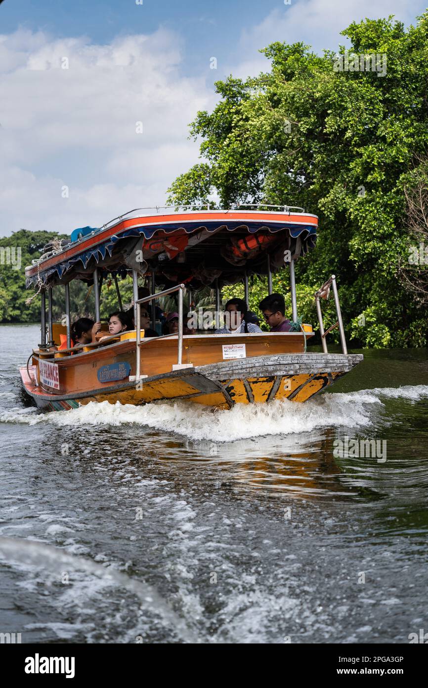 Tourist boats along the waterways of Bangkok Thailand Stock Photo