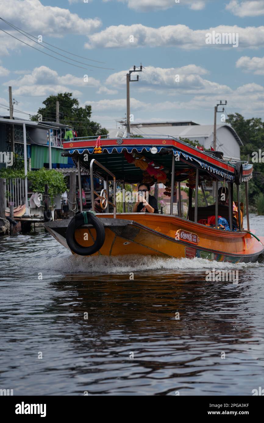 Tourist boats along the waterways of Bangkok Thailand Stock Photo
