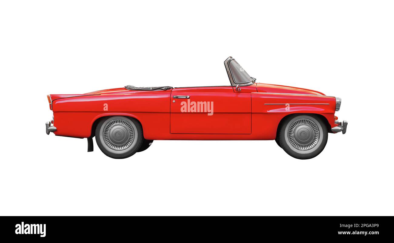 Red convertible car isolated on white background Stock Photo Alamy