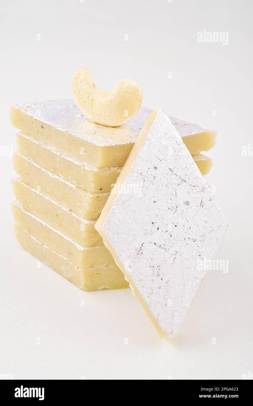 Kaju katli sweet isolated on white background Stock Photo