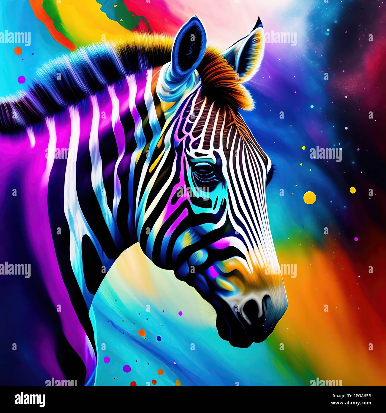 Illustration of zebra head in abstract splash style Stock Photo