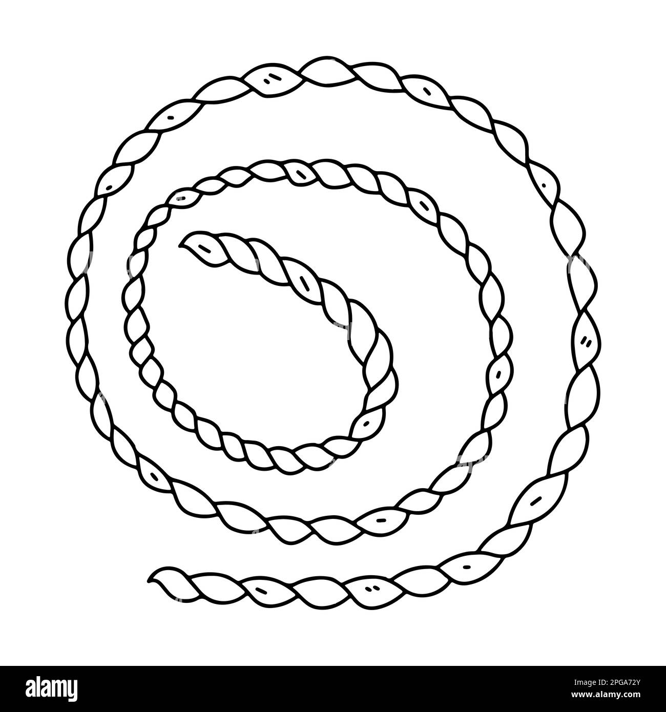 Rope in hand drawn doodle style. Vector illustration isolated on white