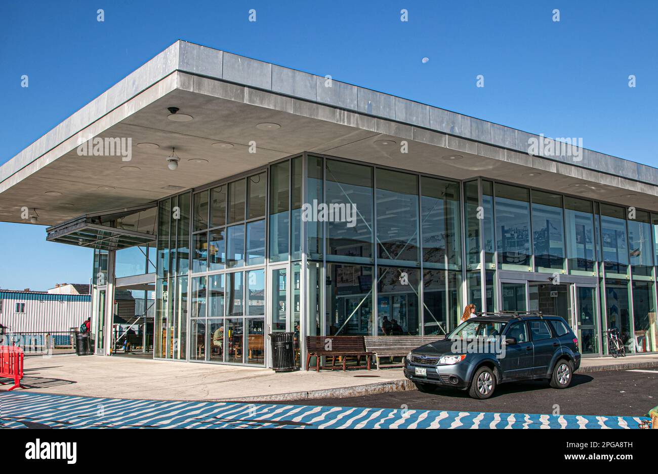 USA; Maine Portland; Commercial Street, Maine State Wharf, ferry boat, landing, embarkation
