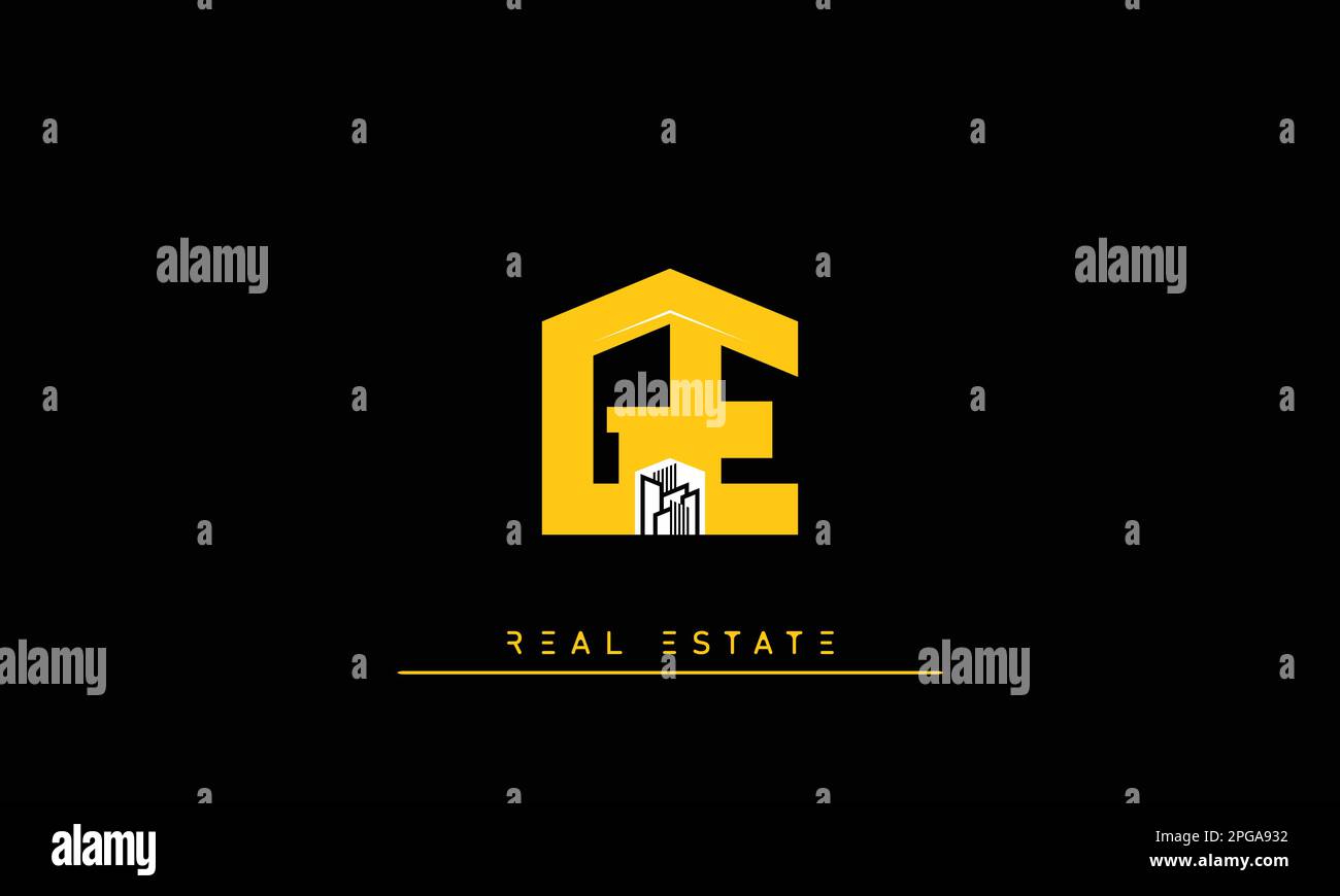 Real Estate letters Initials Monogram logo GE , EG Stock Vector