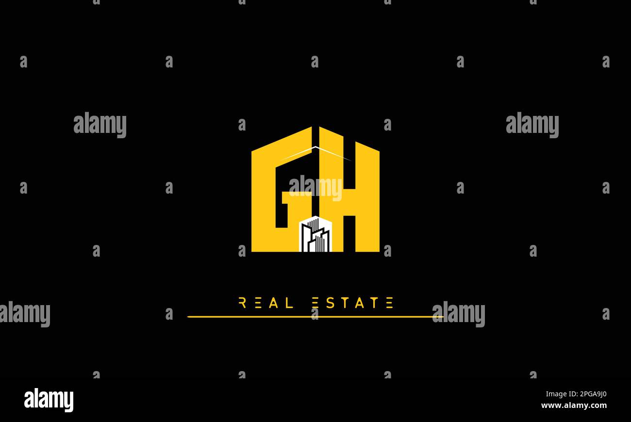 Real Estate letters Initials Monogram logo GH , HG Stock Vector