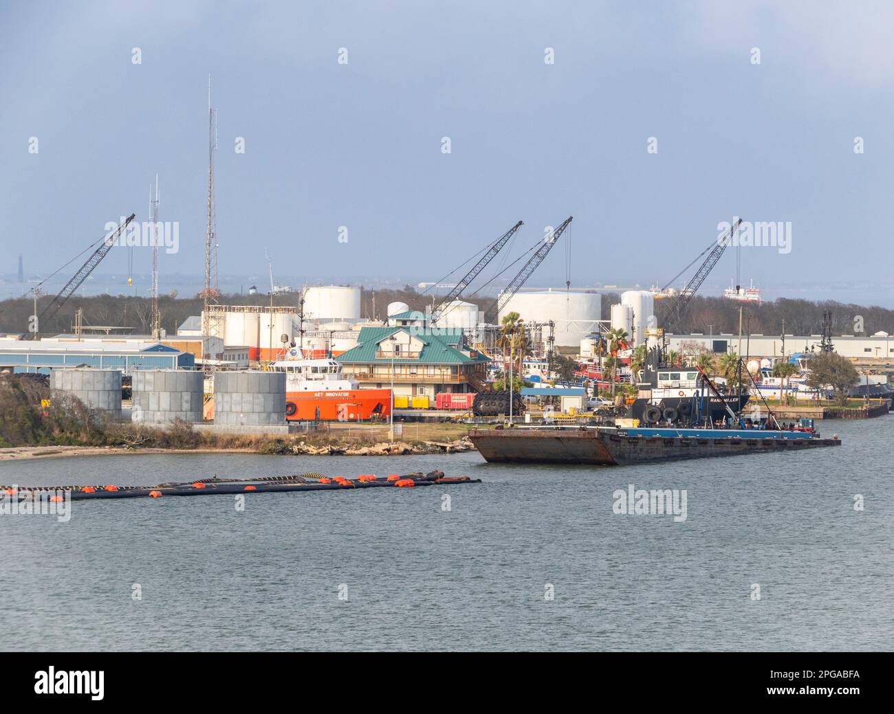 Galveston Texas Marine Industrial Complex. Stock Photo