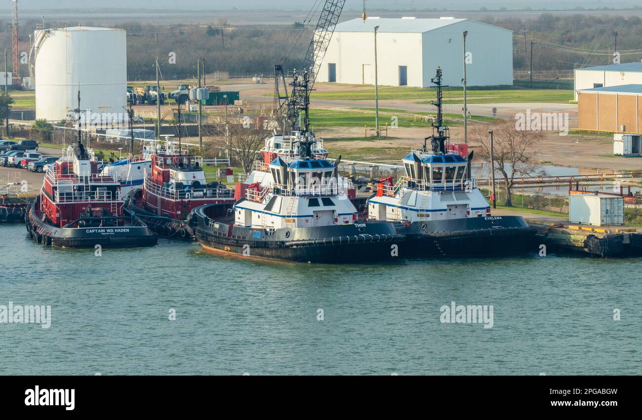 Galveston Texas Maritime Industrial Complex in Galveston Harbor. Stock Photo