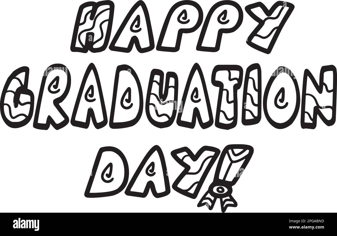 Happy Graduation Day Isolated Coloring Page Stock Vector Image & Art