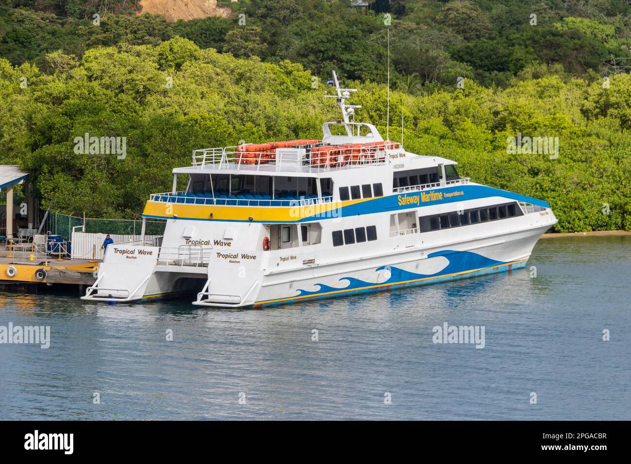 Roatan Honduras Cruise Port and Tourist Destination - Safeway Maritime Transportation Ferry. Stock Photo