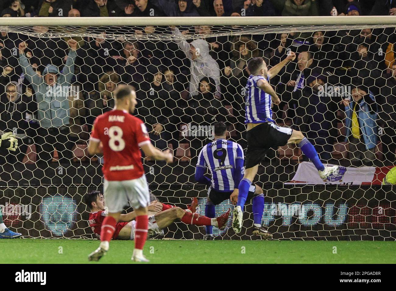 Lee Gregory #9 of Sheffield Wednesday scores to make it 2-2 during the Sky Bet League 1 match Barnsley vs Sheffield Wednesday at Oakwell, Barnsley, United Kingdom, 21st March 2023  (Photo by Mark Cosgrove/News Images) Stock Photo