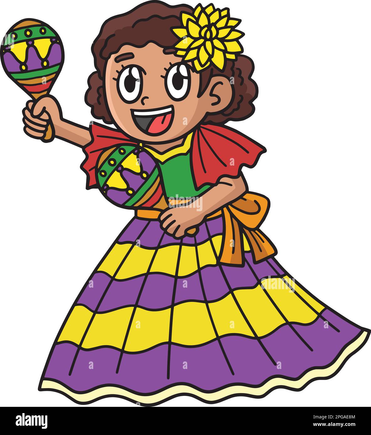 Cinco de Mayo Girl with Maracas Cartoon Clipart Stock Vector Image & Art -  Alamy