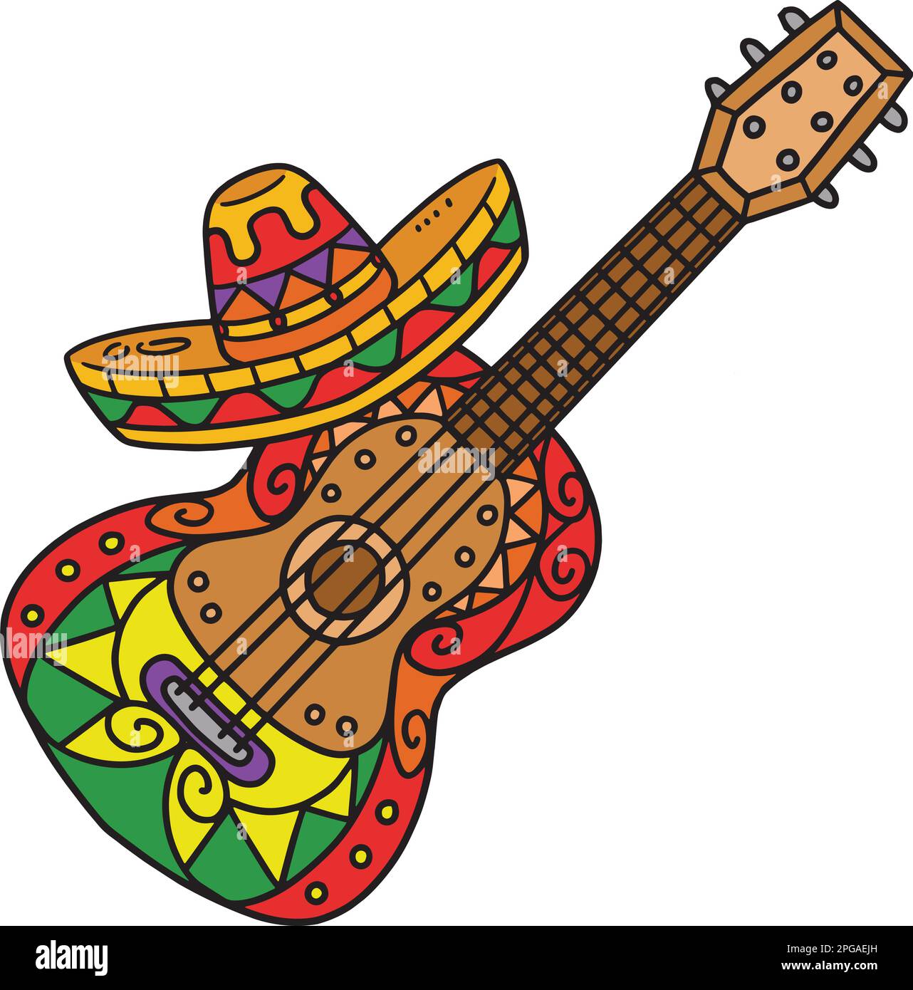 Cinco de Mayo Mexican Guitar, Hat Cartoon Clipart Stock Vector Image & Art  - Alamy