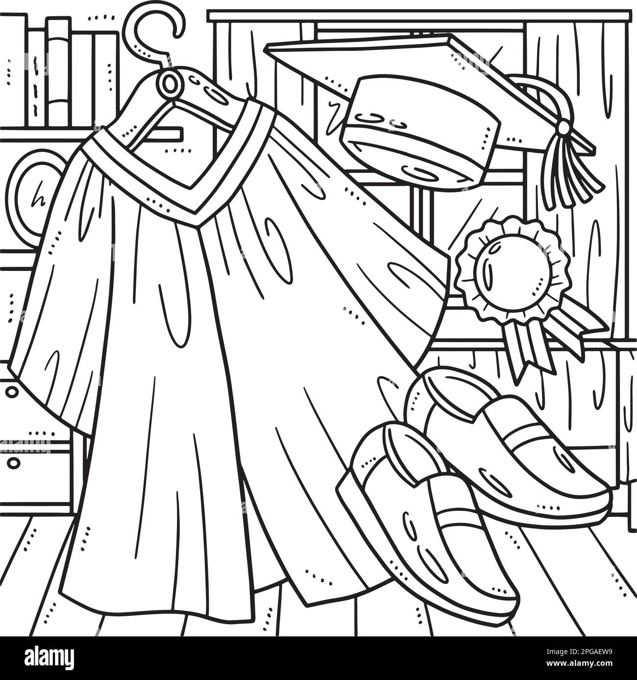 Graduation Cap Coloring Page - Graduation Cap Toga And Shoes Coloring Page 2PGAEW9