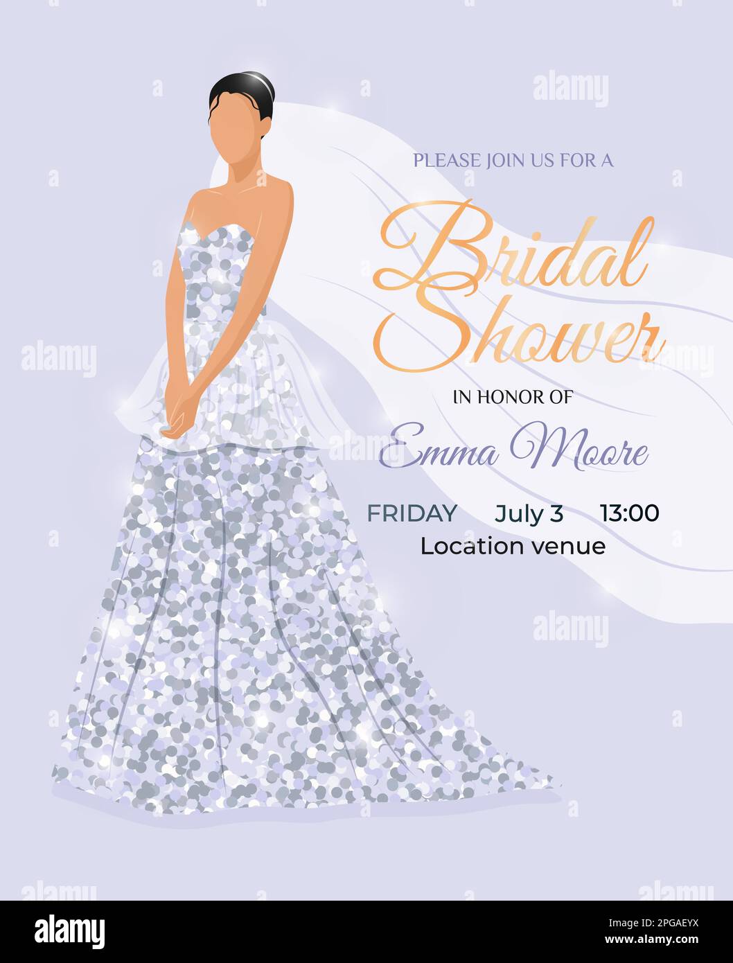 luxurious Bridal Shower invitation card with Bride Stock Vector Image \u0026 Art  - Alamy, image size:1058x1390