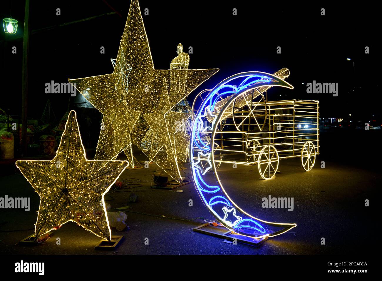 Cairo, Egypt, March 20 2023 festive decorations of Islamic Ramadan