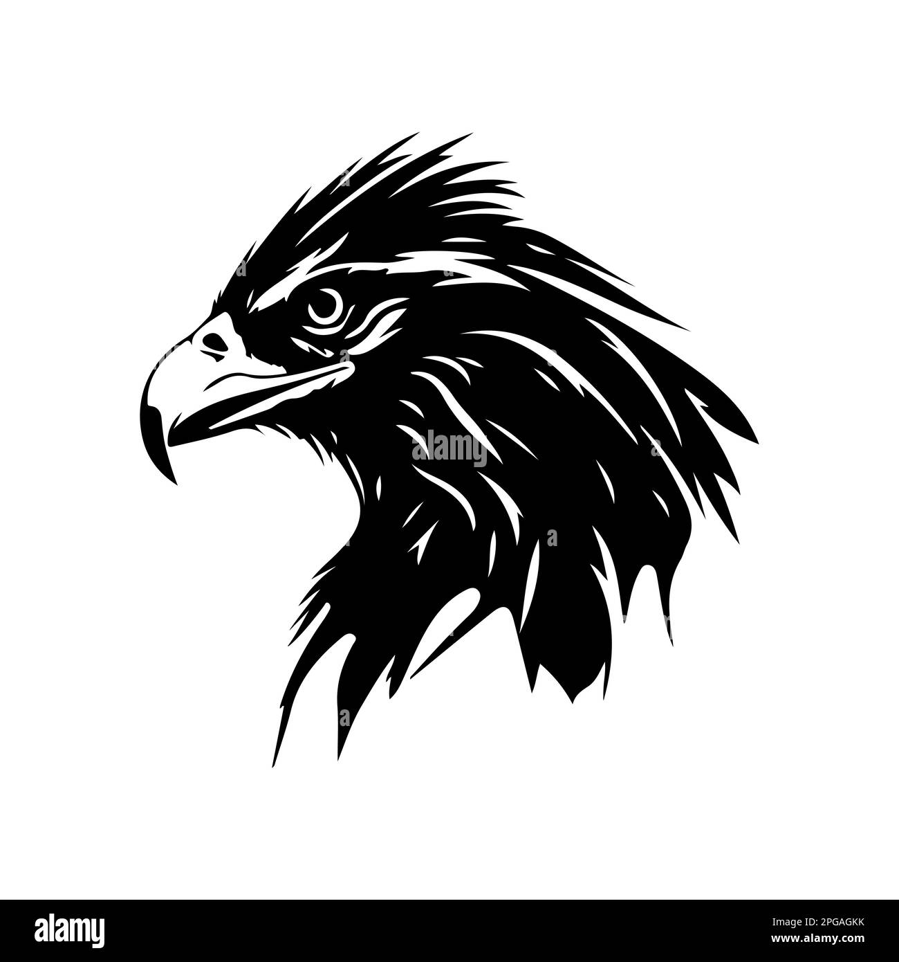 Eagle logo design. Abstract eagle head. Eagle face black emblem. Vector