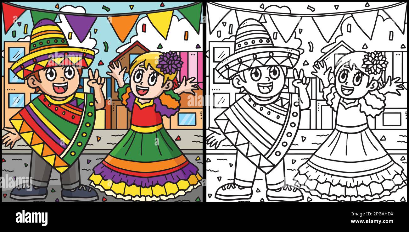 Children Celebrating Cinco de Mayo Illustration Stock Vector Image