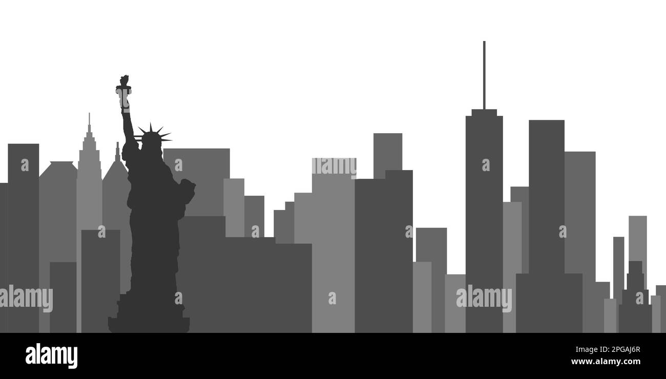 Horizontal banner of New York skyline. Black silhouette skyline of New ...