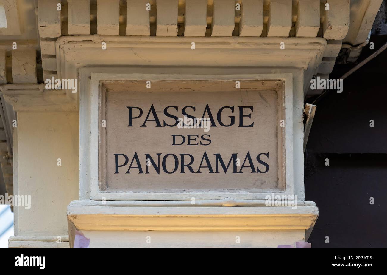 Sign in Passage des Panoramas in Paris, France Stock Photo