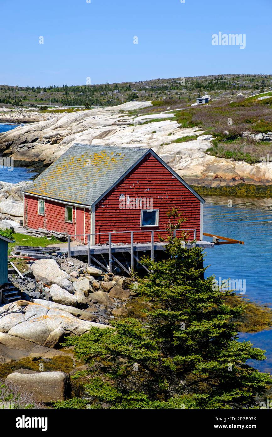 Peggy's Cove fishing village fisherman's house by the ocean, Nova Scotia, Maritimes, Canada Stock Photo