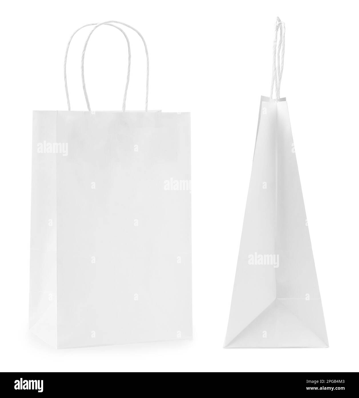 Paper shopping bags on white background, collage Stock Photo Alamy