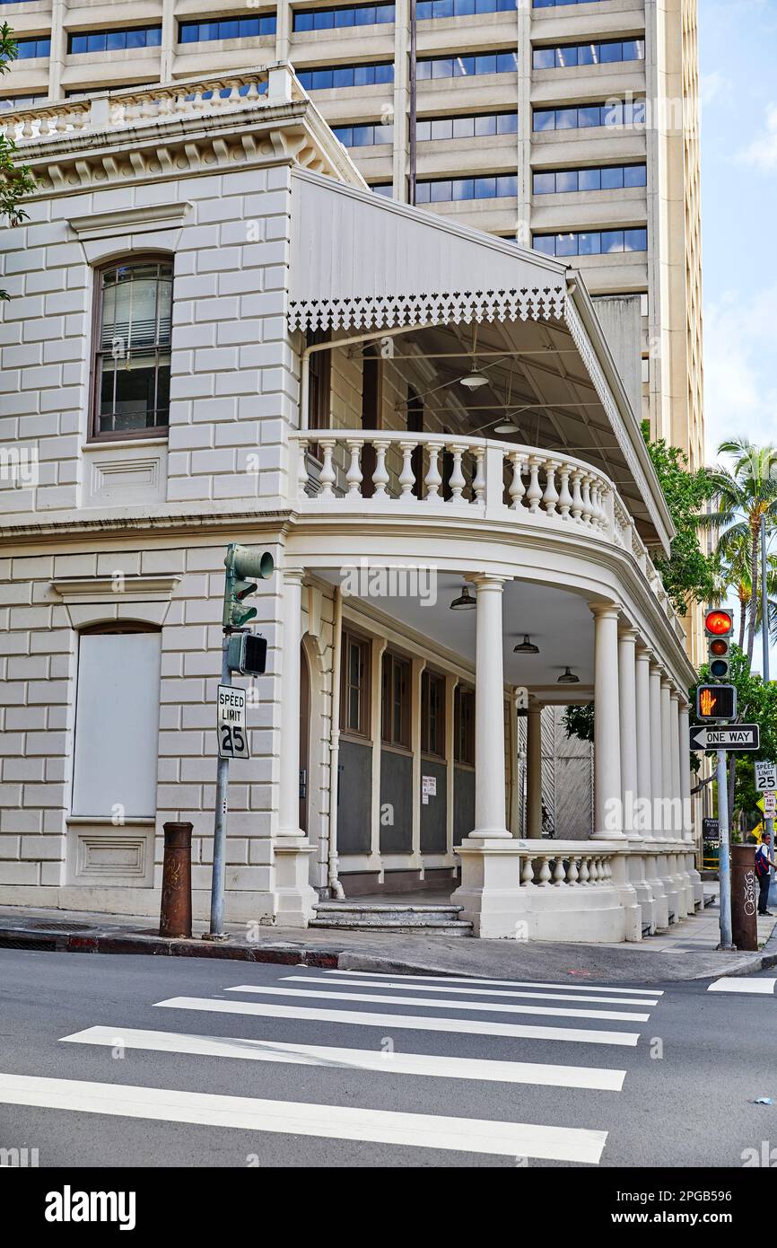 Honolulu, Oahu, Hawaii, USA, February 8, 2023 Historic Building in