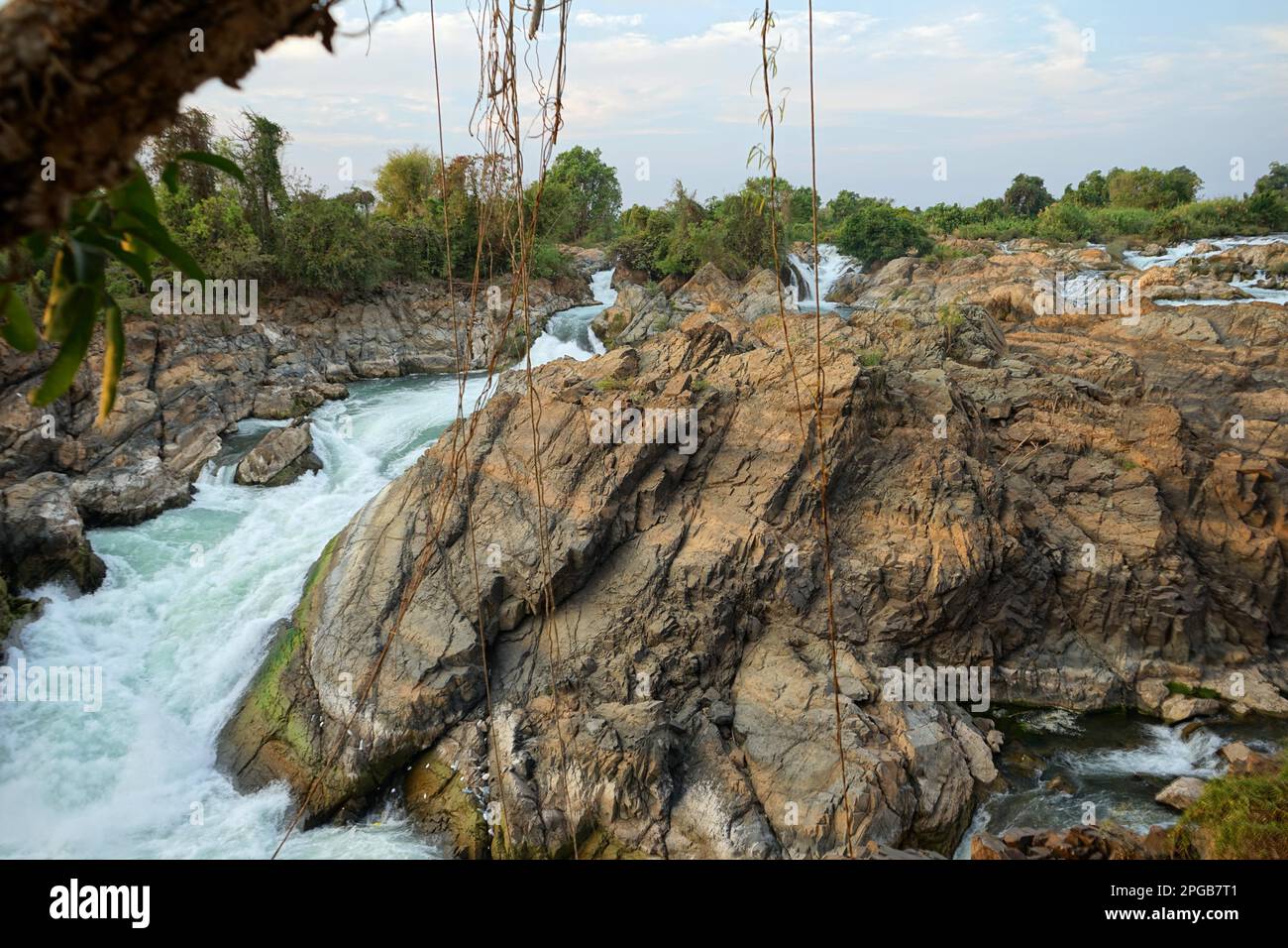 Tad Sophamit, Somphamit Waterfall, Tad Liphi, Ghost Hideout, Don Khon, Si Phan Don, 4000 Islands, Southern Laos, Laos Stock Photo