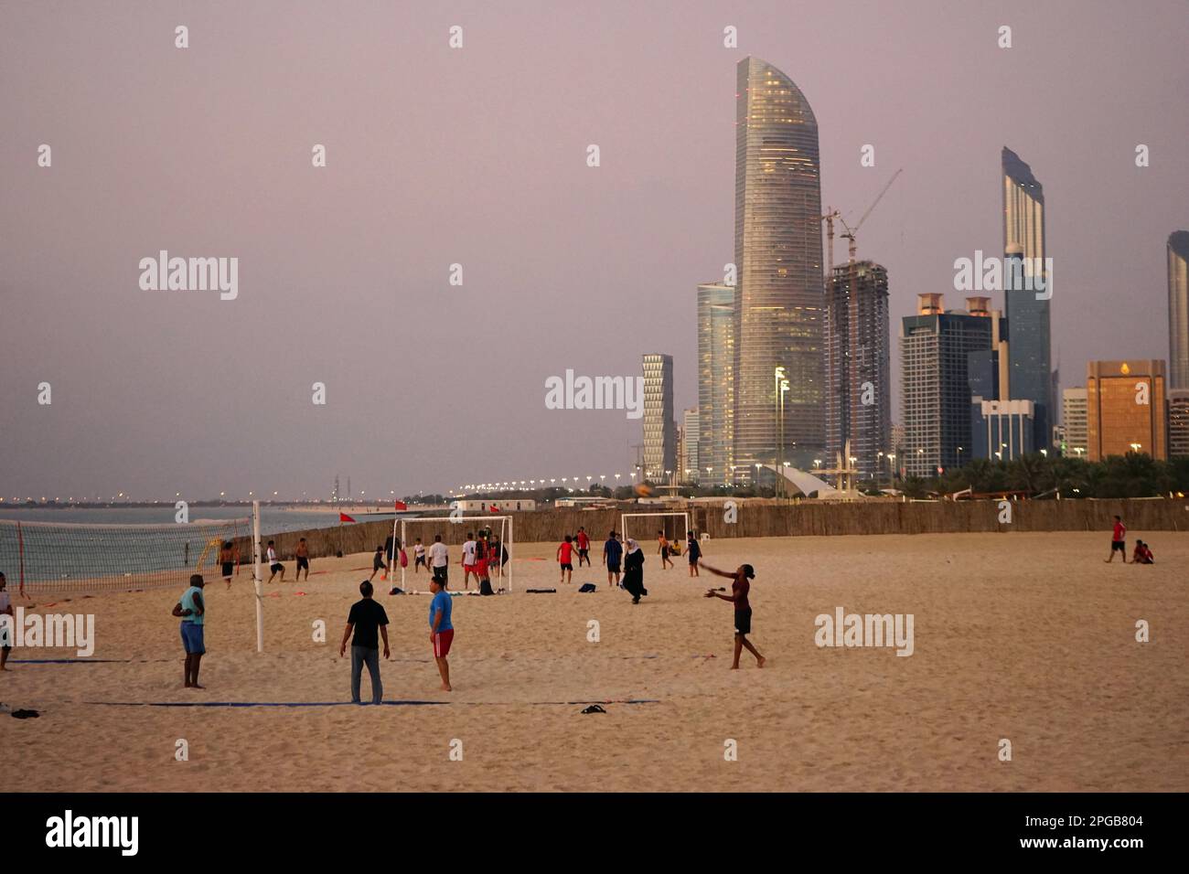 Volleyball Players, Corniche Beach, Beach, Skyline, Abu Dhabi, Emirates