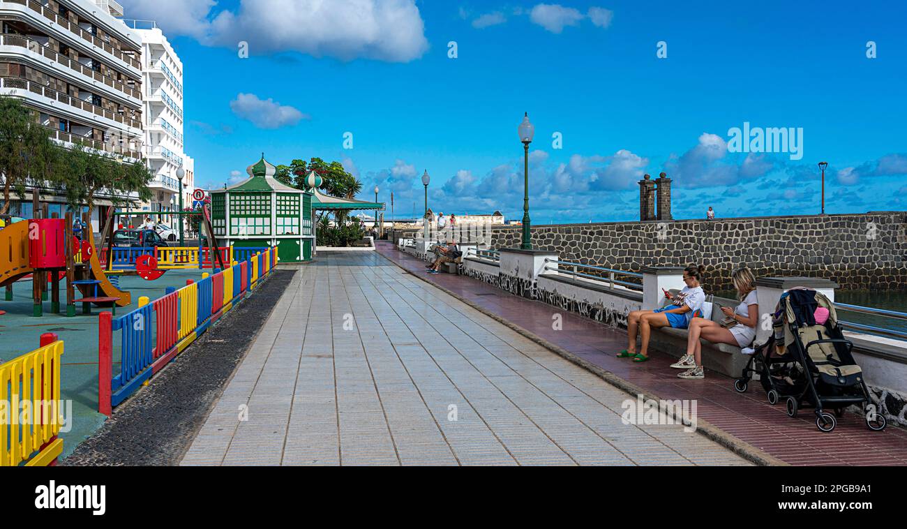 Beach promenade in Arrecife, Lanzarote, Canary Islands, Spain Stock Photo