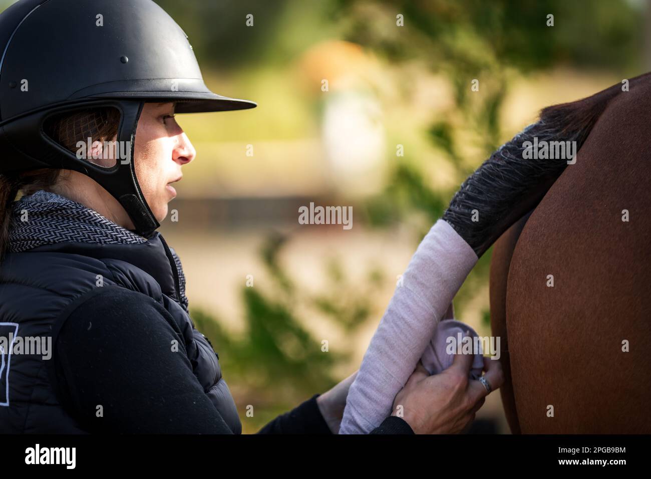 An equestrian rider competes in the Hunter Division during the 2023