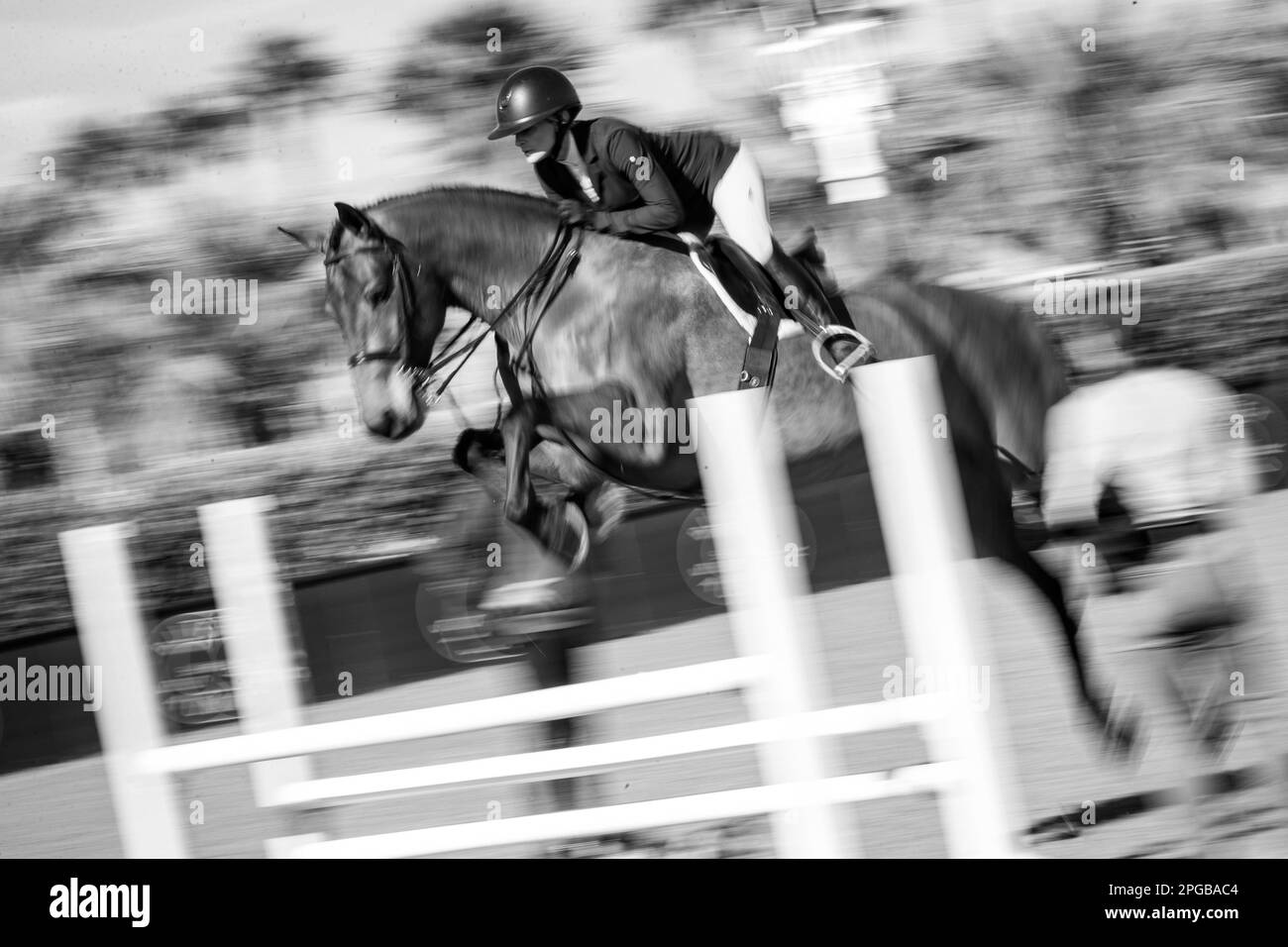 An equestrian rider competes in the Hunter Division during the 2023