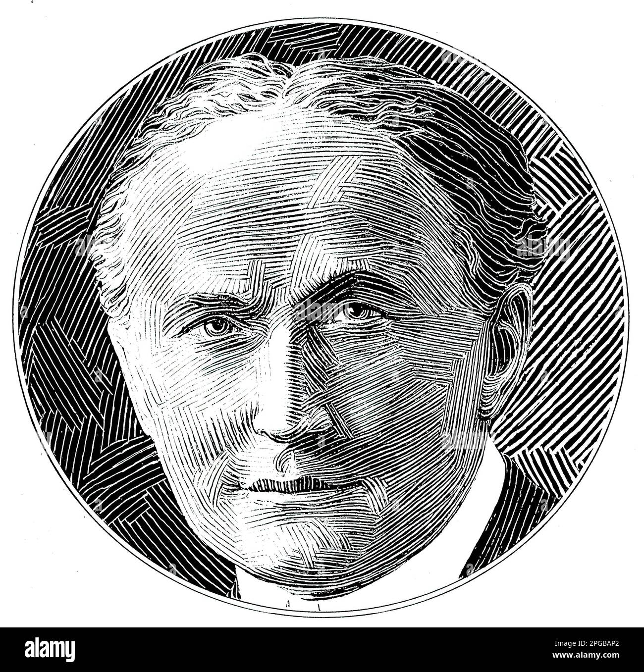 Woodcut portrait of Harry Houdini Stock Photo