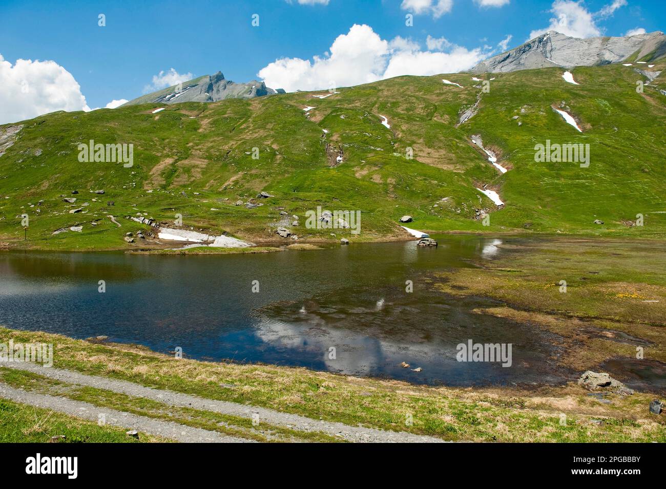 Alpine Lake, Aosta Valley, Italy, Europe, Little Saint Bernard Pass, Piccolo San Bernardo, Col du Petit Saint Bernard, Alpine Pass, High Valley La Stock Photo