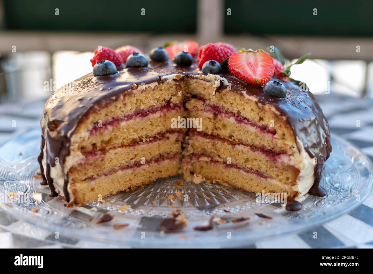 Birthday cake with fruit, Germany Stock Photo - Alamy
