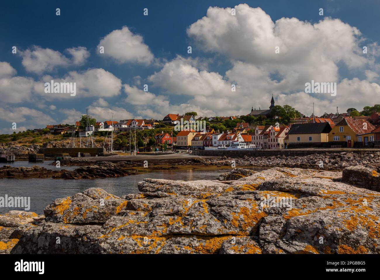 Harbour, Gudhjem, Bornholm Island, Denmark Stock Photo