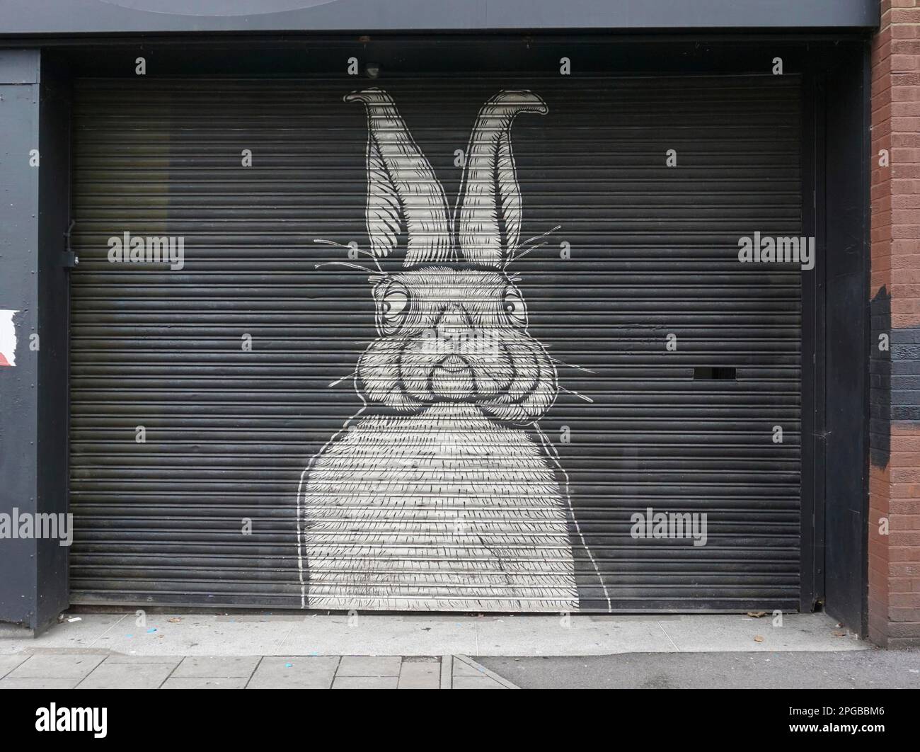 Rabbit on Garage Door, Street Art, Bristol, England, Great Britain